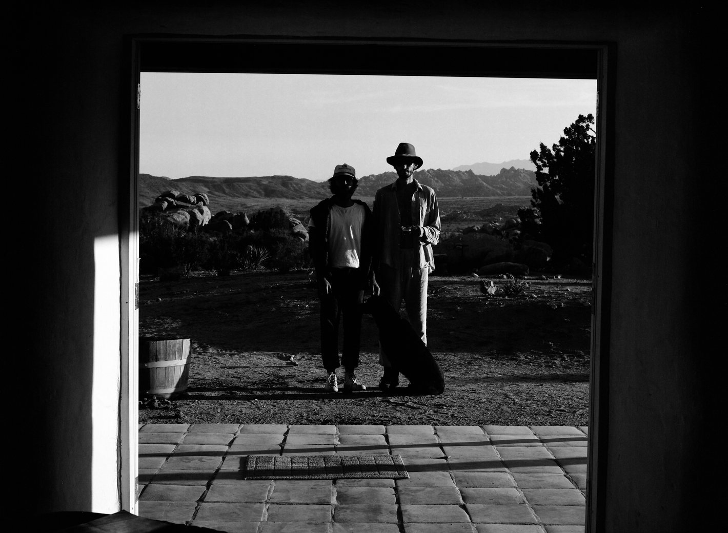 Two figures in a doorway, Joshua Tree